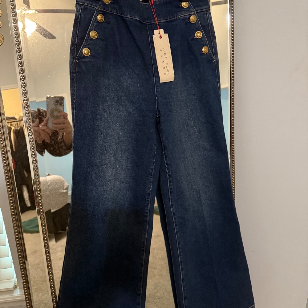 New Alice + Olivia Wide Leg Jeans